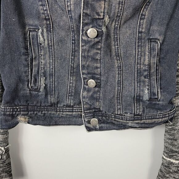 Free People Distresssed Denim Jacket. Dark Blue Wash XS#26 - Picture 6 of 15